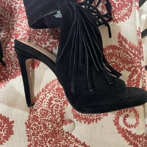 Jessica Simpson Black Fringe Heels